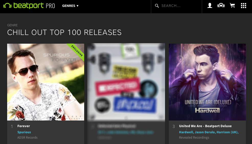 The chill out album Forever by Spurious on #1 in the Beatport Top 100 charts with Hardwell on position 3